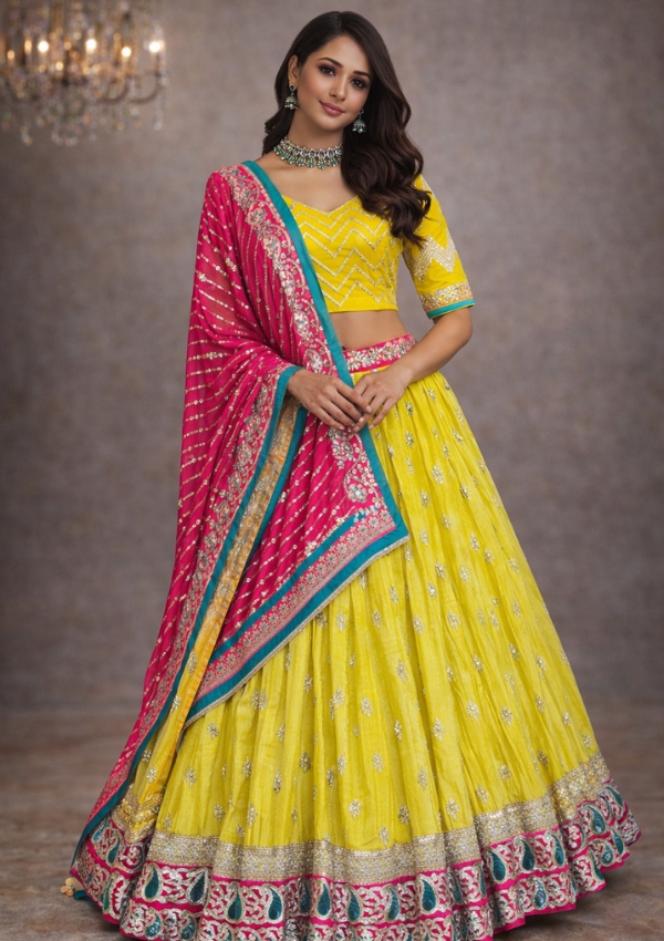 Yellow Pink Chaniya Choli